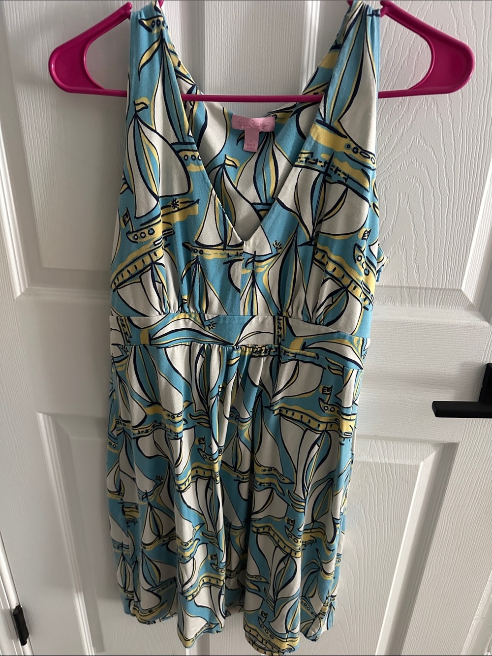 Kids Sailboat Print Blue & White One-Piece Dress